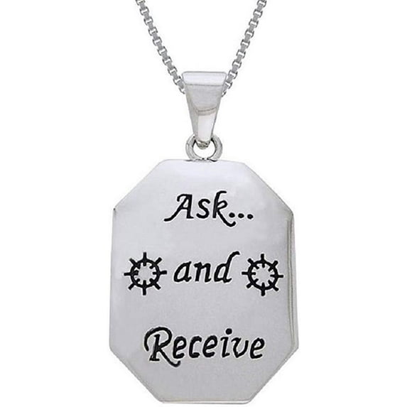 Jewelry Trends Sterling Silver Inspirational Ask and Receive Pendant on 18" Chain Necklace