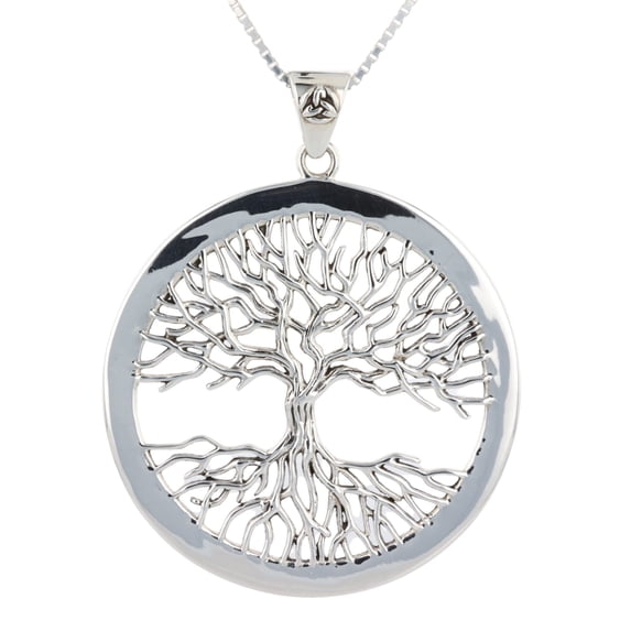 Jewelry Trends Sterling Silver Large Celtic Tree of Life Pendant on 18 ...