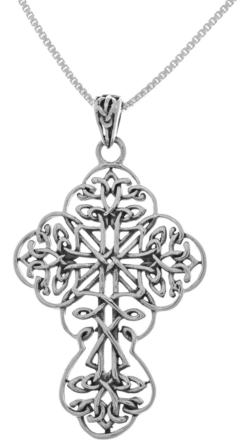 Jewelry Trends Sterling Silver Large Filigree Celtic Cross Pendant on ...