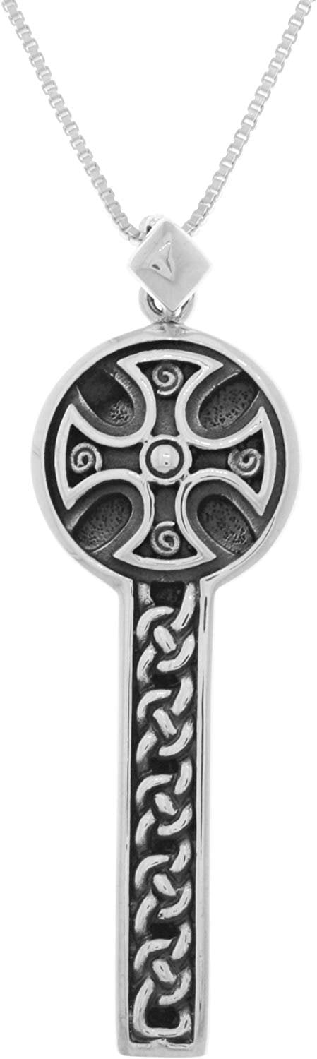 Jewelry Trends Sterling Silver Long Celtic Cross Pendant on 18 Inch Box ...