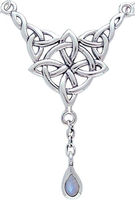 Jewelry Trends Sterling Silver Moonstone Celtic Luck Knot Pendant on 18 ...
