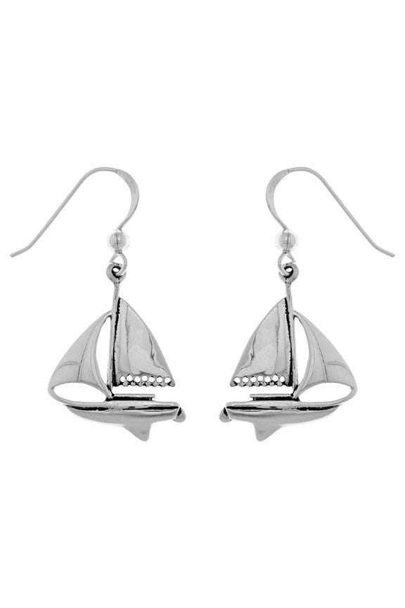 Sterling Silver Nautical Sailboat Dangle Earrings