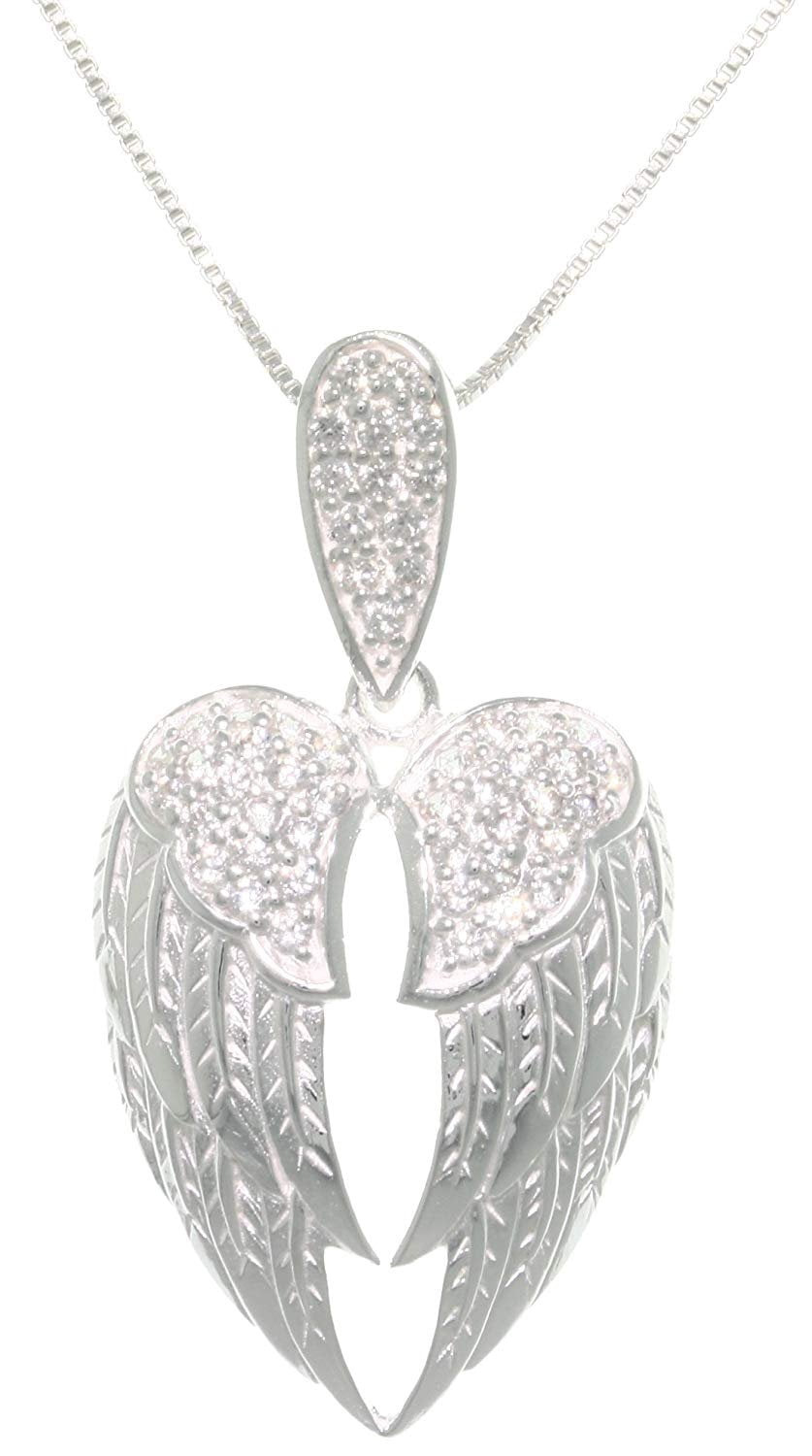 Collier Pendentif Ailes D'Ange – Argent Sterling 925 – Chaîne Box – 18 Pouces