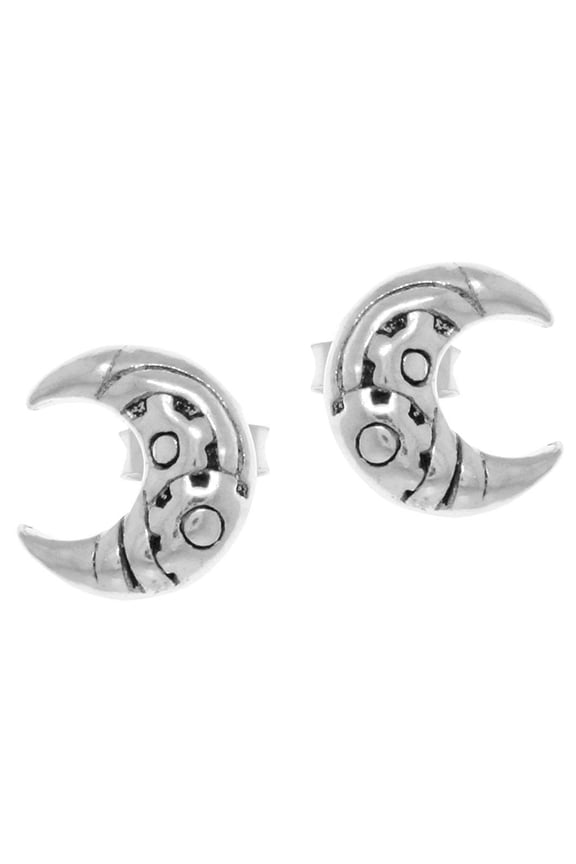 Sterling Silver Petite Crescent Moon Stud Earrings