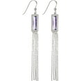 thumbnail image 1 of Jewelry Trends Sterling Silver Purple CZ Tassel Earrings, 1 of 3