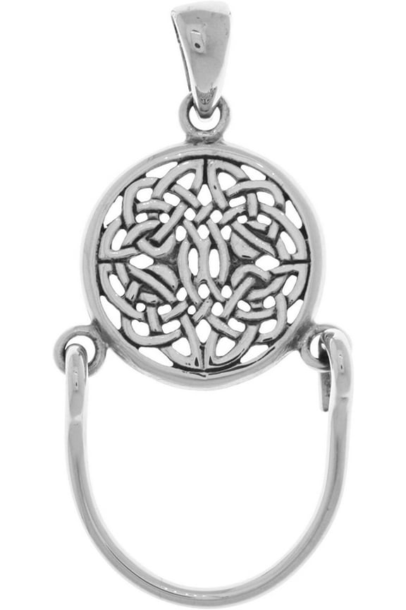 Sterling Silver Round Celtic Knotwork Charm Holder Pendant