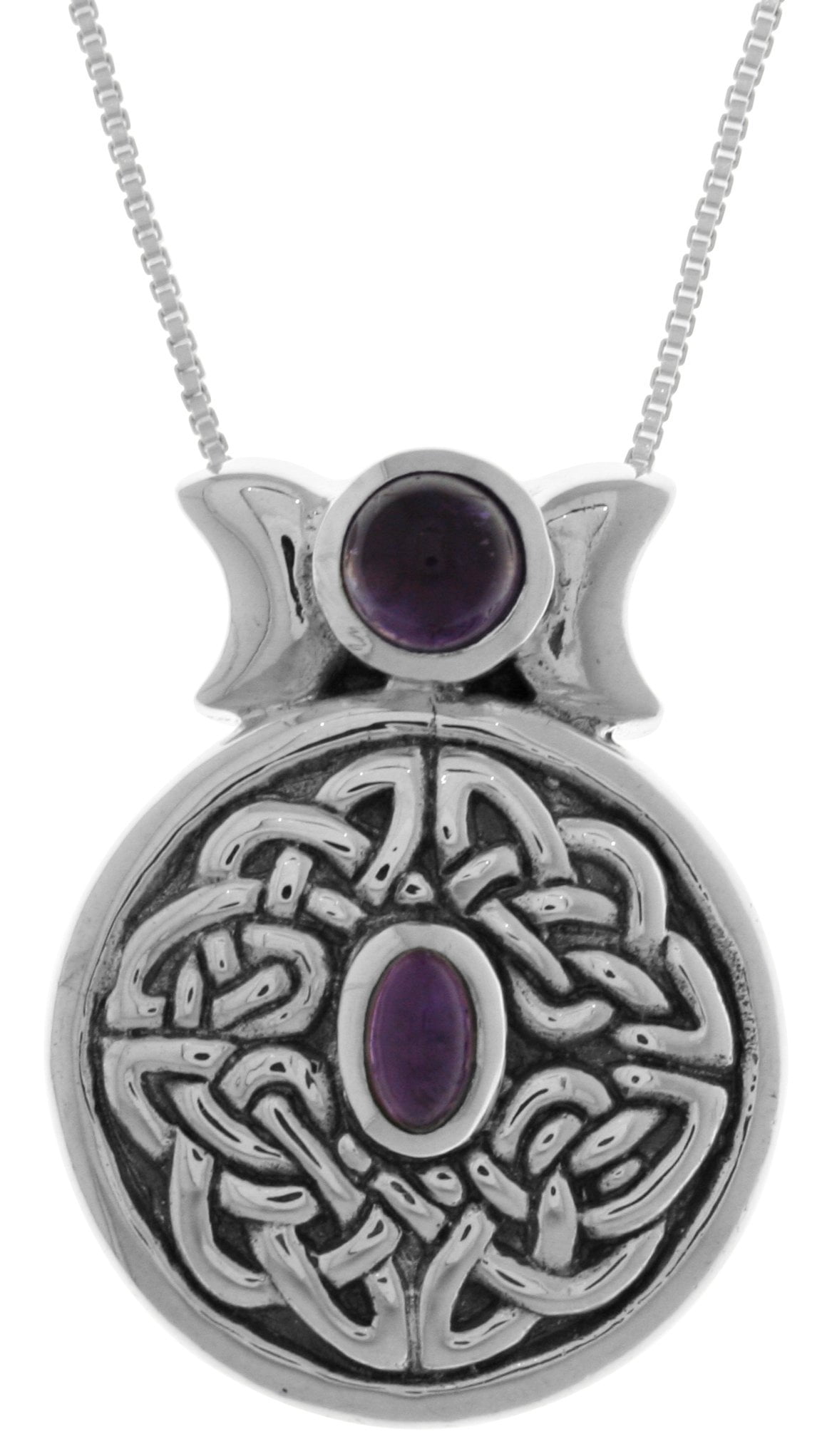 Jewelry Trends Sterling Silver Round Celtic Moon Goddess Pendant with ...