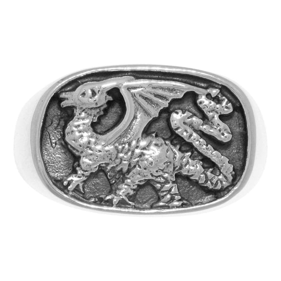 Jewelry Trends Sterling Silver Royal Dragon Seal Signet Ring Size 11
