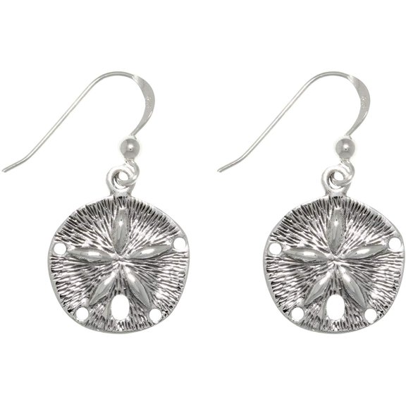 Jewelry Trends Sterling Silver Sand Dollar Star Dangle Earrings