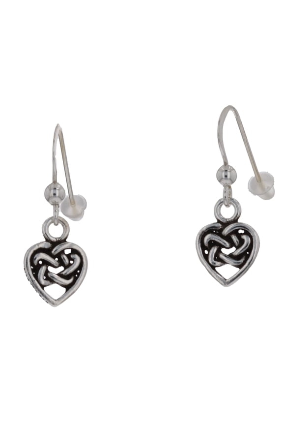 Sterling Silver Small Celtic Love Heart Dangle Earrings