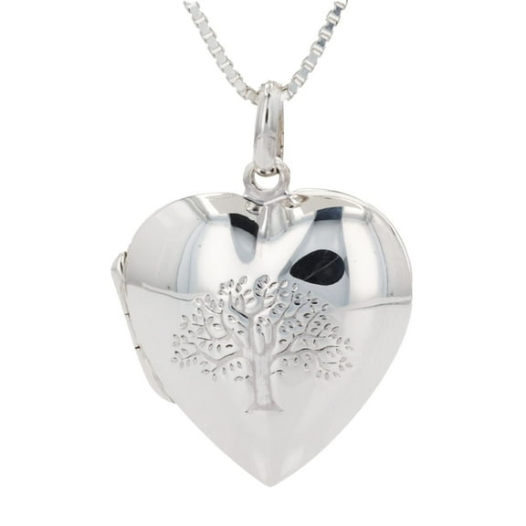 Jewelry Trends Sterling Silver Tree of Life Heart Locket Pendant with 18 Inch Chain Necklace