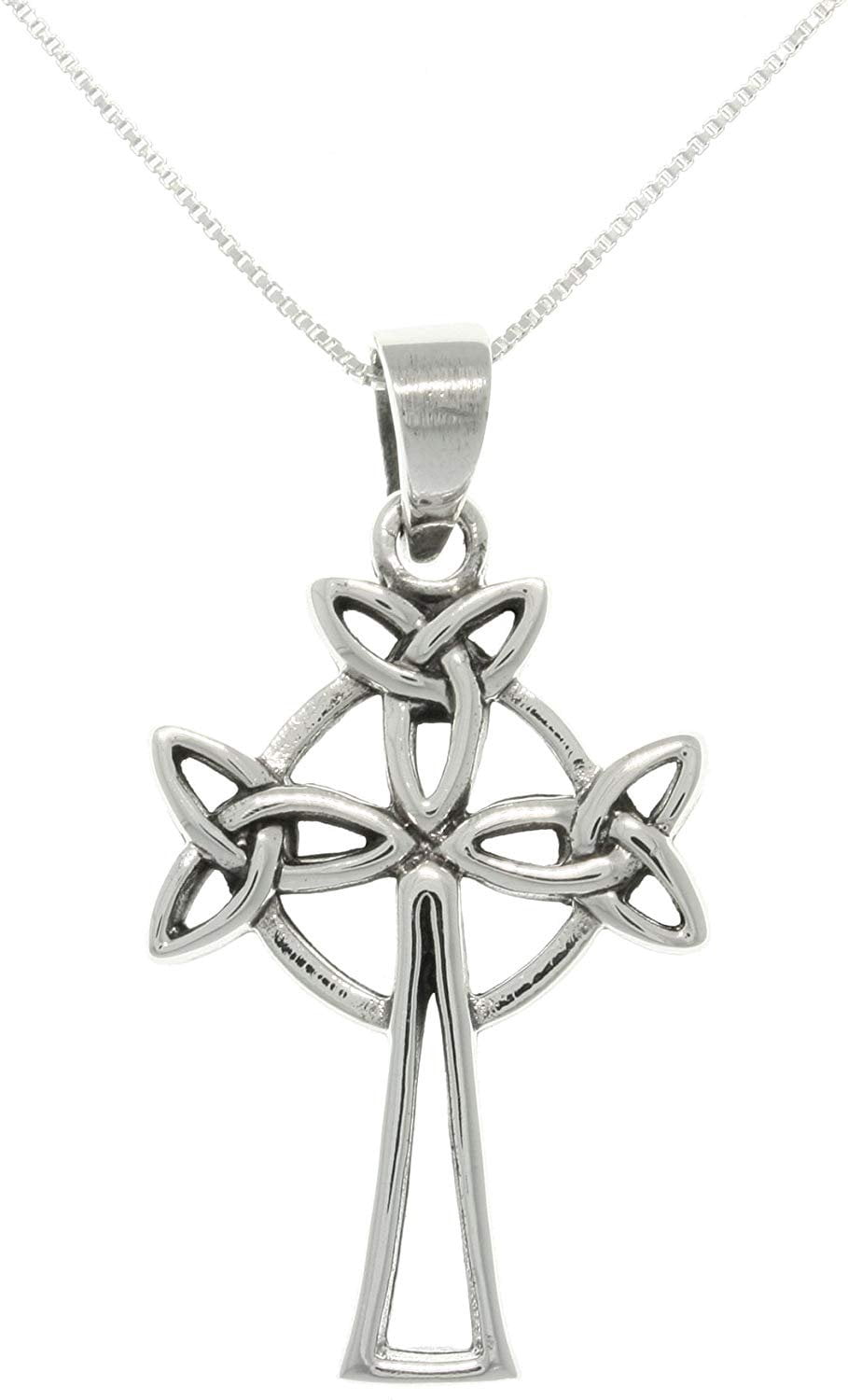Jewelry Trends Sterling Silver Trinity Knot Celtic Cross Pendant with ...