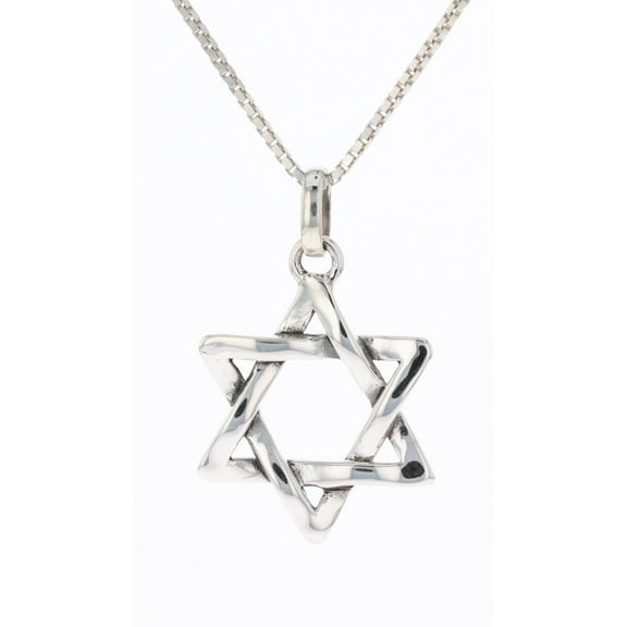 Jewelry Trends Sterling Silver Weaved Star of David Pendant on 18 Inch Box Chain Necklace
