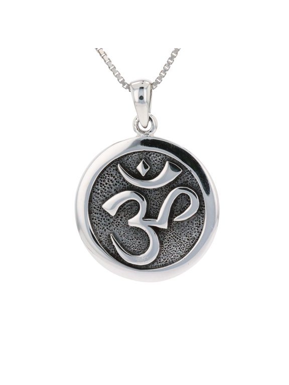 Sterling Silver Yoga Om Hindu Meditation Symbol Pendant on 18" Chain Necklace