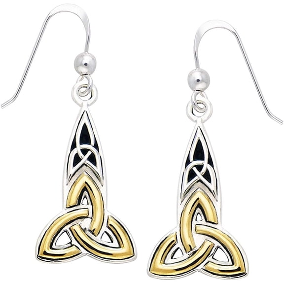 Jewelry Trends Sterling Silver and Gold Plated Celtic Trinity Knot Dangle Earrings