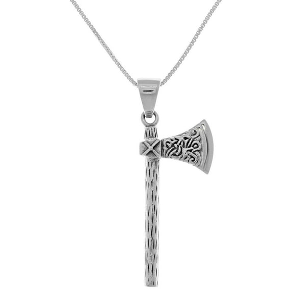 Jewelry Trends Viking Battle Axe Sterling Silver Pendant Necklace 18"