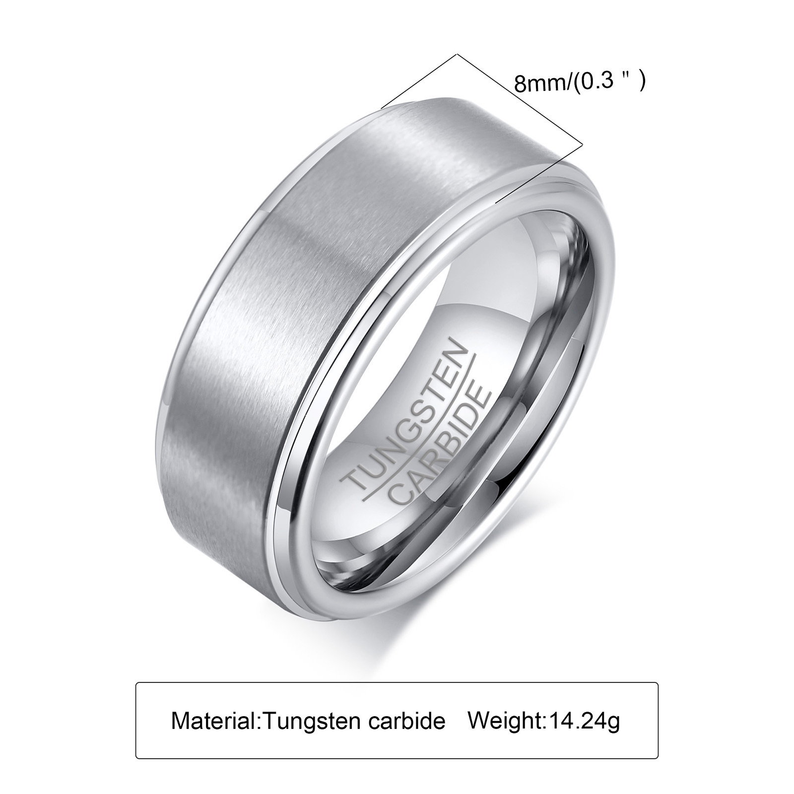 Jewelry Tungsten Steel Ring Men's Blue Steel AccessoriesSilver Size 8 ...