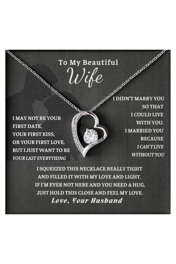 Jewelry Wife, Husband To Wife, Wife, Wife Necklace, Love Card, Romantic, Birthday Valentines #1513, White Forever Love Necklace