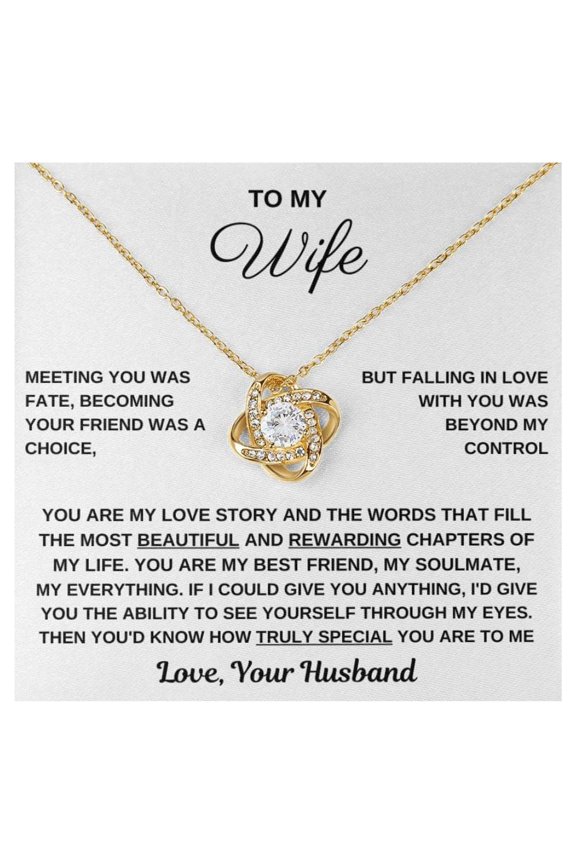 Jewelry To My Wife,Truly Special To Me, To My Wife, To My Soulmate, Wife Romantic, Necklace For Wife From Husband, Valentines Birthday #2, Gold Love Knot Necklace