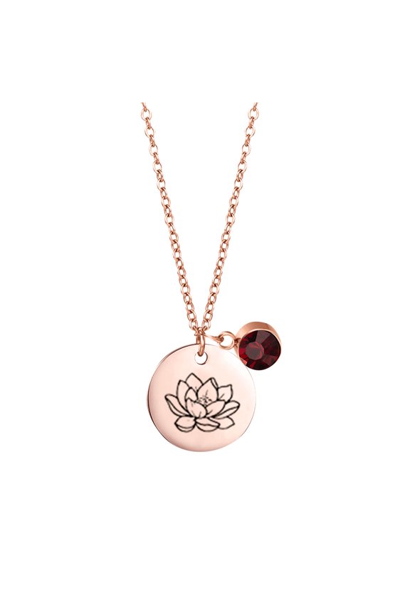 Jewelry For Women Birth Month Flowers Necklace With Birthstone, Birth Flower Pendant Necklace, Disc Coin Pendant Necklaces Birthday Gifts For Her Birth Flower Necklaces Necklaces for Teens Little Gir