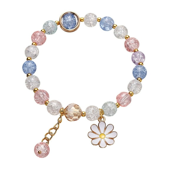 Jewelry Women Gift, Cute Colorful Bracelet Fashion Flower All-Match Accessories Bead Bracelet for Women Style