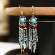 TIANBEN Jewelry Women Pendant Earrings Set Vintage Fine Jewelry Gift - Turquoise