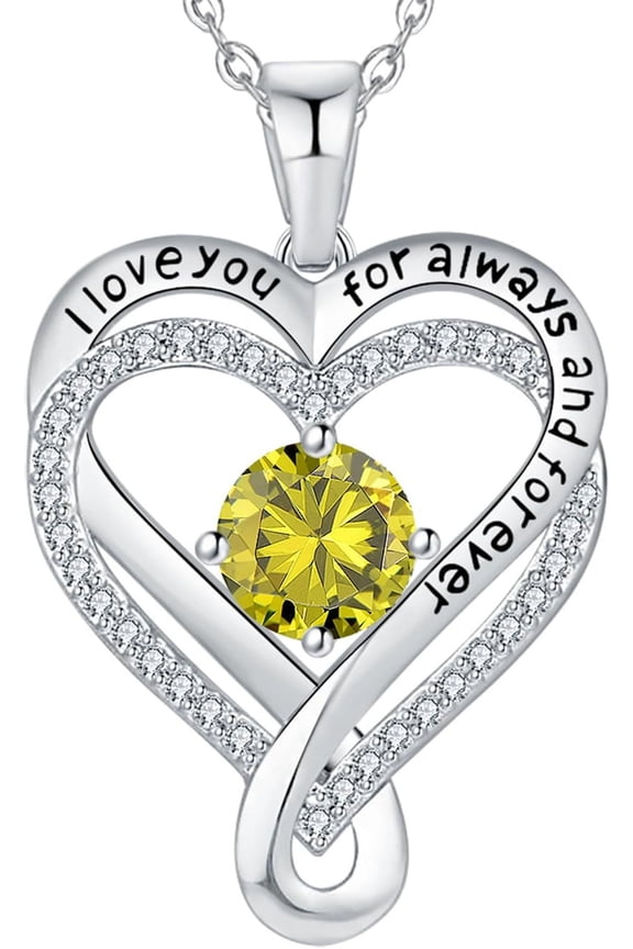 Jewelry for Women Wife Infinity Heart Birthstone I Love You Necklace Anniversary Women Necklaces for Her Wife Birthday Gift Ideas, Birthday Present for Girlfriend Mom Daughter S925 Sterling Silver