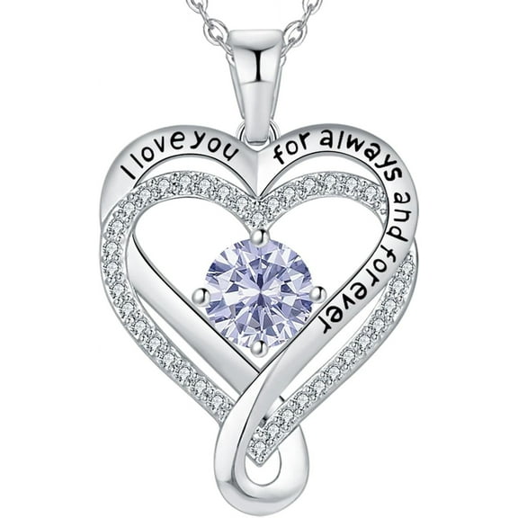 Jewelry for Women Wife Infinity Heart Birthstone I Love You Necklace for Women S925 Sterling Silver Wedding Anniversary Birthday Gifts for Wife Girlfriend Women's jewelry Diamond Pendant NecklacesGift