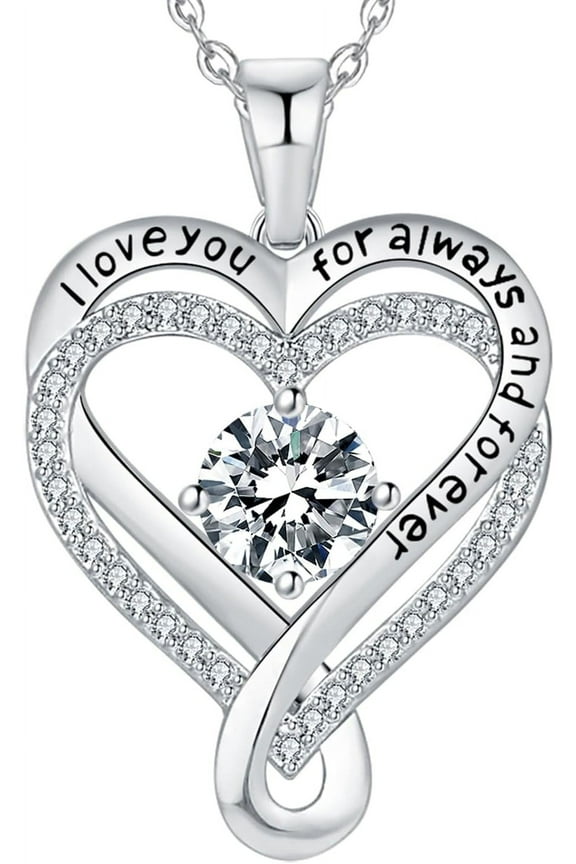 Jewelry for Women Wife Infinity Heart Birthstone I Love You Necklace for Women S925 Sterling Silver Wedding Anniversary Birthday Gifts for Wife Girlfriend Women's jewelry Diamond Pendant Necklaces
