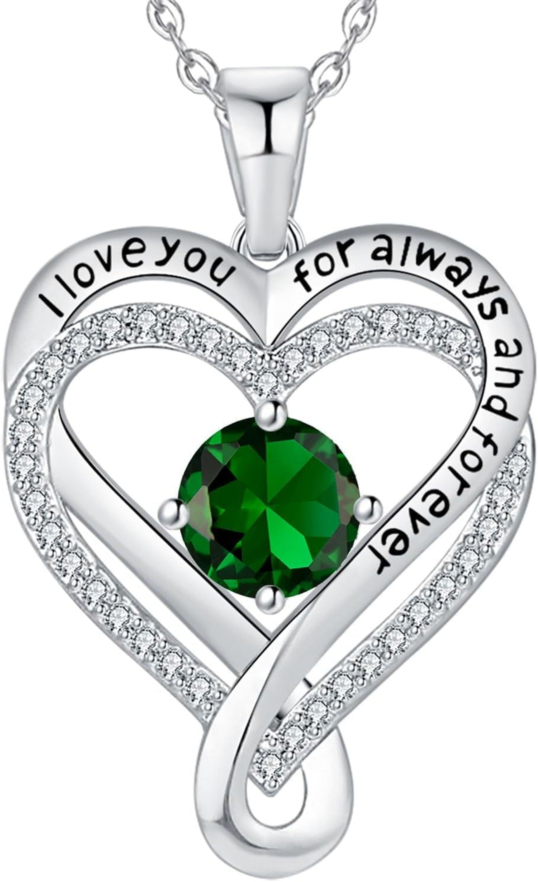 Jewelry for Women Wife Infinity Heart Birthstone I Love You Necklace for Women S925 Sterling Silver Wedding Anniversary Birthday Gifts for Wife Girlfriend Women's jewelry Diamond Pendant NecklacesGift