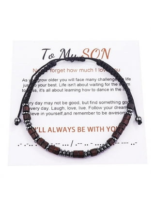 Inspirational Morse Code Bracelet for Women Secret Message Wood Beads with Cord Personalized Unique Jewelry for Daughter Mom Dad Son Bestfriends Gift