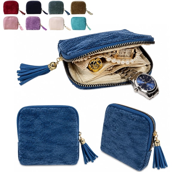 Jewelry Zippered Pocket Case Travel Jewelry Bag Portable Organizer, Anti-Scratch & WaterResistant Compact Storage for Necklaces Earrings Bracelets Gift Ready