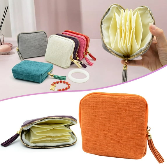 Jewelry Zippered Pocket Case Travel Jewelry Bag Portable Organizer Mini Jewelry Travel Case Mini Travel Jewelry Bag Travel Jewelry Case Jewelry Bags Jewelry Zippered Pocket Case Orange