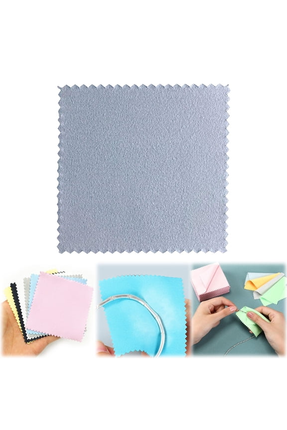 Jewelry and Silver Polishing Cloths, 3"x 3" Dual Layer Cotton Safely Removes Tarnish From Silver, Gold, Brass & Copper, Anti Tarnish Keeps Shine Gray
