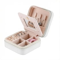 Jewelry box - compact, exquisite, mini earrings, rings box - travel accessory storage box with mirror(white)