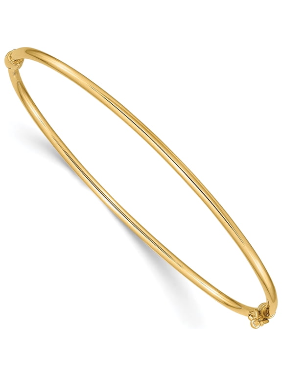 10K Yellow Gold 2mm Polished Hinged Bangle Bracelet