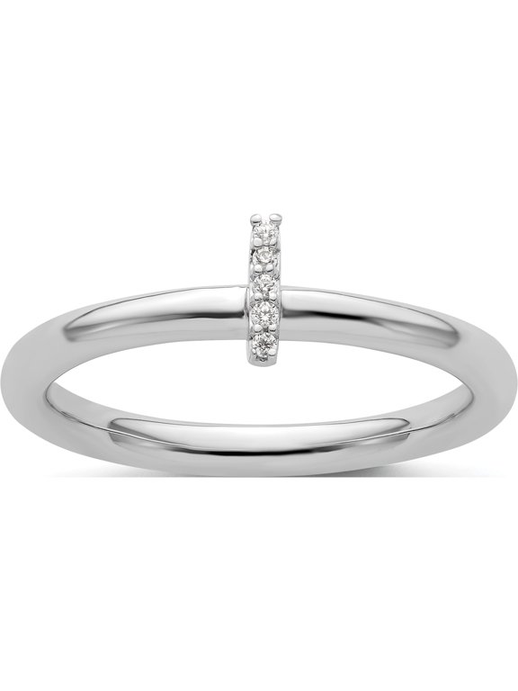 14K White Gold Stackable Diamond Initial I Size 7 Ring