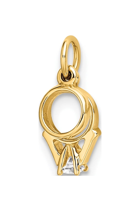 14K Yellow Gold CZ Mini 3-D Wedding Rings Charm