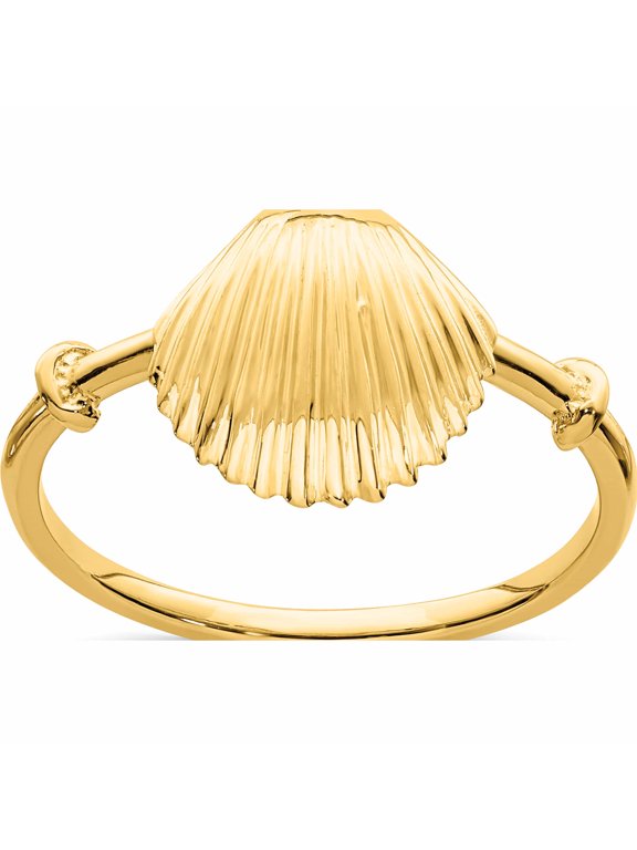 14K Yellow Gold Polished Shell Ring