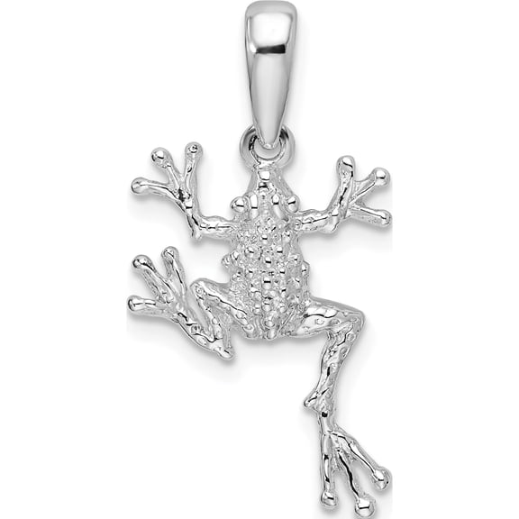 Jewelry by Sweet Pea De-Ani Sterling Silver Rhodium-Plated Polished Jumping Frog Pendant