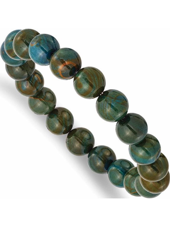 Fashion Chisel 10mm Green Eye Agate Beaded Stretch Bracelet