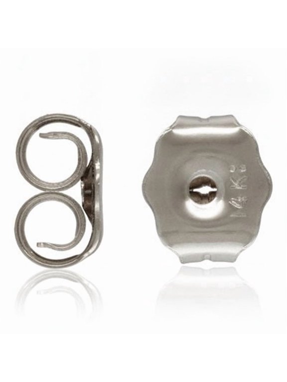 Solid 14K White Gold Replacement Earring Backs, Medium 5.1mm Friction Ear Nuts, 1 Pair (2 Pieces), Made in USA