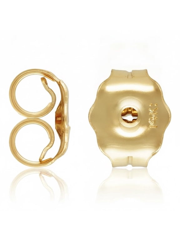 Solid 14K Yellow Gold Replacement Earring Backs, Medium 5.1mm Friction Ear Nuts, 1 Pair (2 Pieces), Made in USA