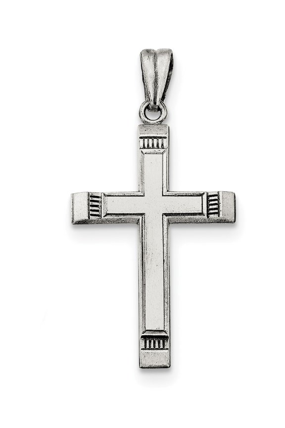 Sterling Silver Antiqued, Polished and Brushed Latin Cross Pendant
