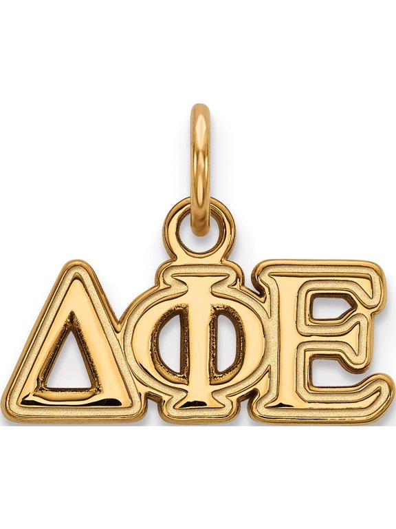 Sterling Silver Gold-plated LogoArt Delta Phi Epsilon Sorority Greek Letters Extra Small Pendant