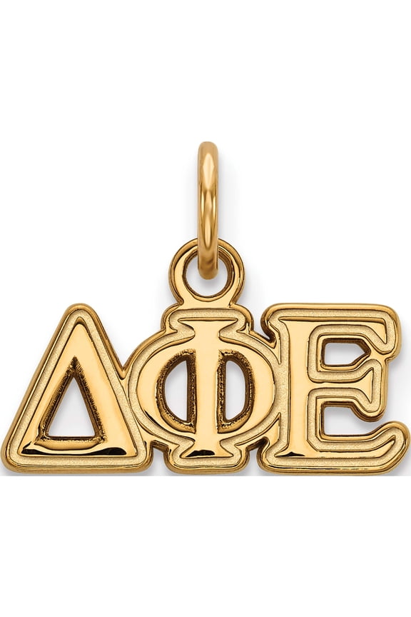 Sterling Silver Gold-plated LogoArt Delta Phi Epsilon Sorority Greek Letters Extra Small Pendant