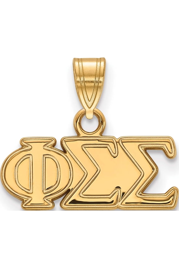 Sterling Silver Gold-plated LogoArt Phi Sigma Sigma Sorority Greek Letters Small Pendant