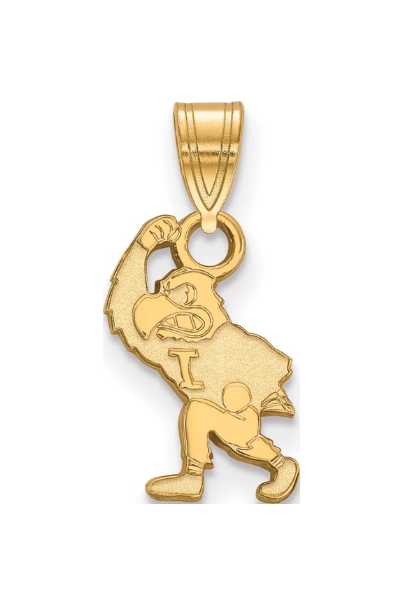 Sterling Silver Gold-plated LogoArt University of Iowa Hawk Mascot Small Pendant