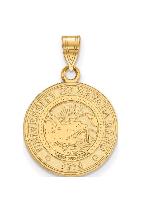 Sterling Silver Gold-plated LogoArt University of Nevada-Reno Medium Crest Pendant
