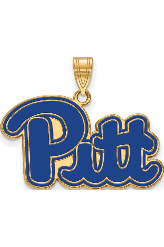 Sterling Silver Gold-plated LogoArt University of Pittsburgh Large Enameled Pendant